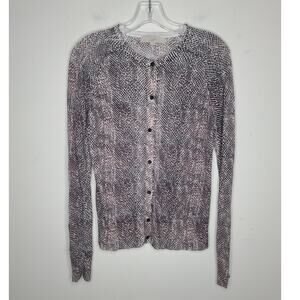 Ann Taylor Loft snakeskin light weight long sleeve cardigan sweater - small